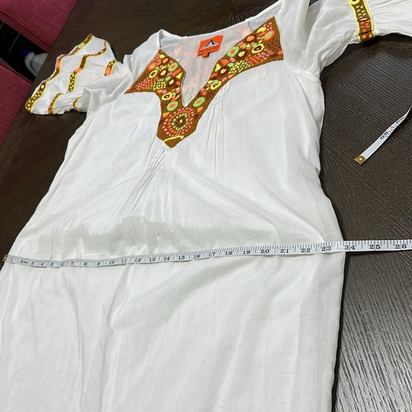 PIA PAURO‎ Cotton Colorful Embroidered Bell Sleeve Dress, Size Small - Picture 8 of 13